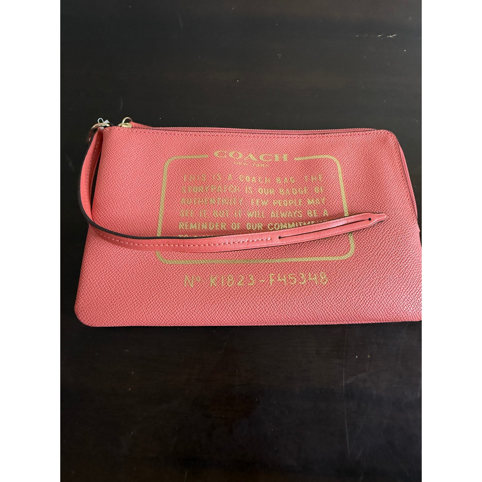 Coach Wristlet Bag Women's Coral Pink Leather Pouch Gold Hardware Nwt $378retail